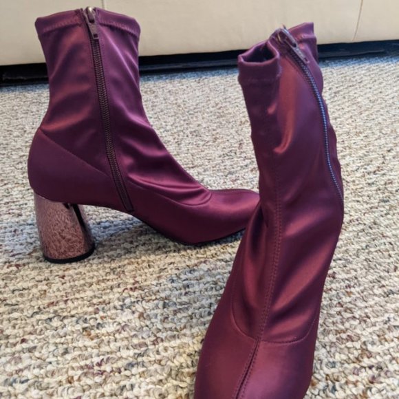 plum colored booties